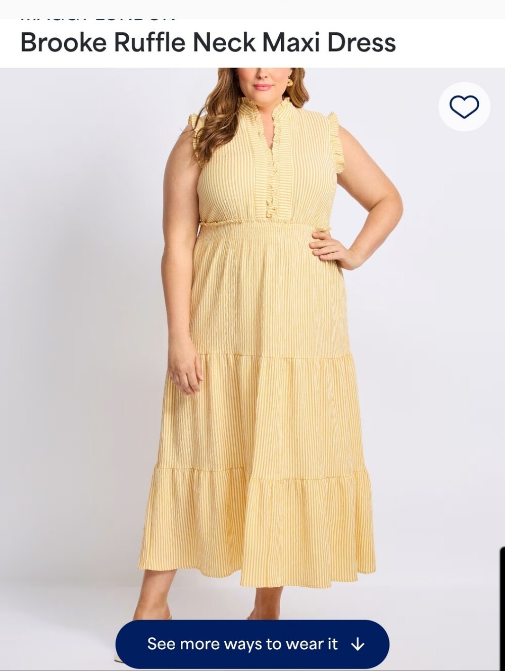 Maggy London Yellow Striped Ruffle-Trim Maxi Sleeveless Dress